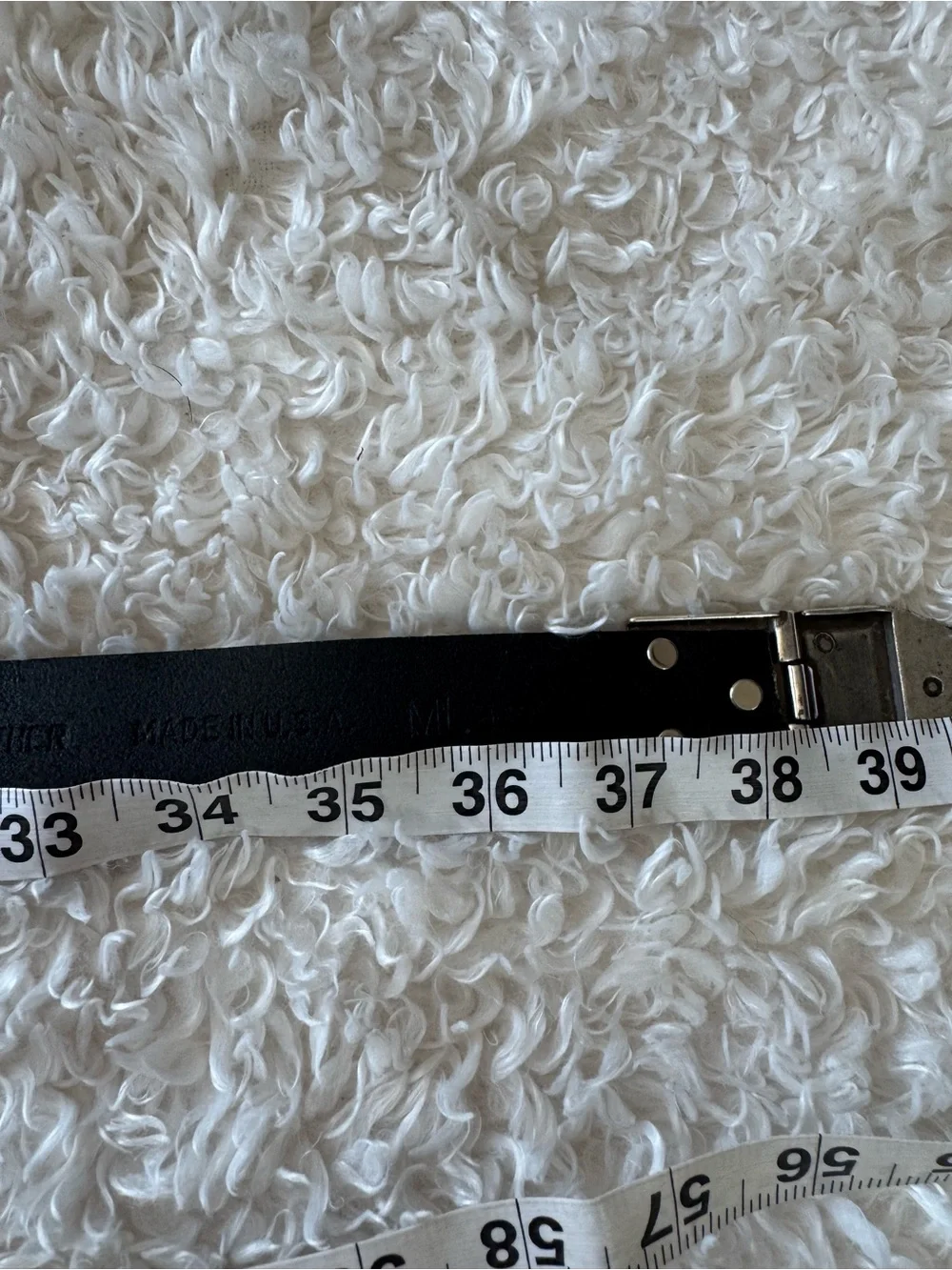 Chico’s Women’s Leather Black Belt Ornate Silver Tone Buckle USA Made Size M/L
